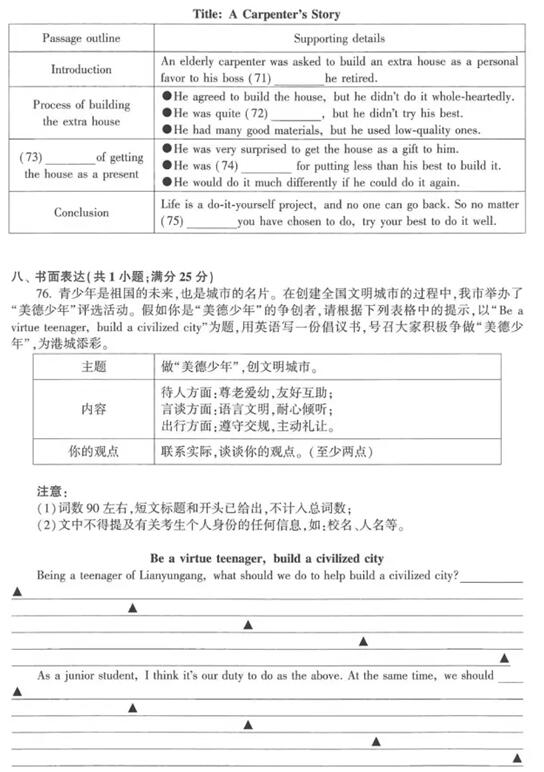 江苏南京2017中考英语答案 江苏南京2017中考英语答案