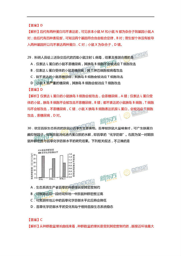 2017年北京海淀区高三期末生物试题答案解析 2017年北京海淀区高三期末生物试题答案解析