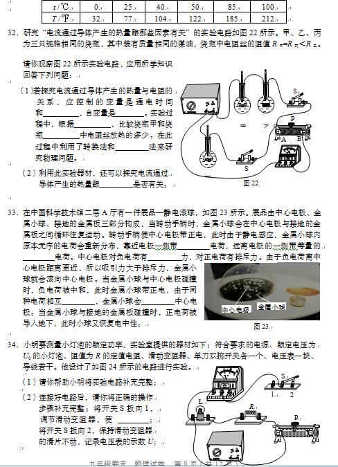 2017年北京西城区初三期末物理试题