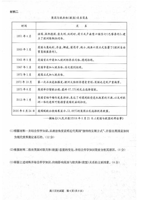 2017合肥一模历史试题