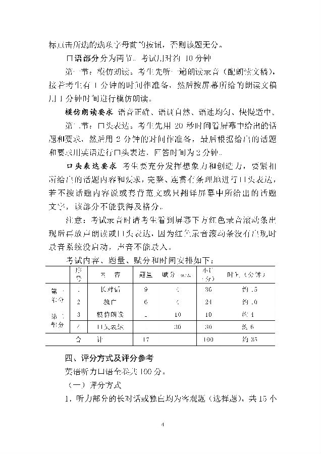 广西2017年英语听力口语考试说明