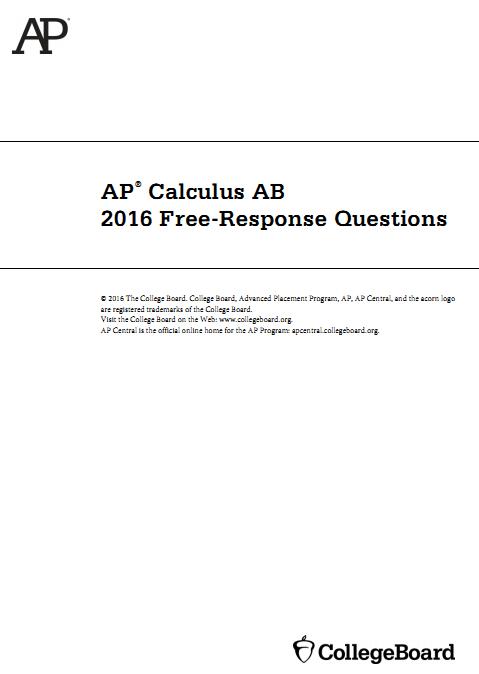 2016年AP微积分AB真题下载(PDF版)