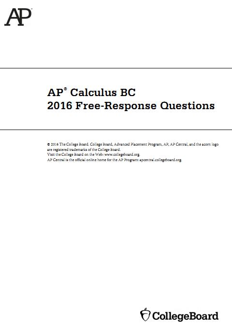 2016年AP微积分BC真题下载(PDF版)