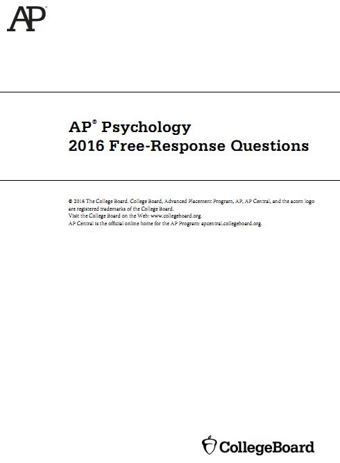 2016年AP心理学真题下载(PDF版)