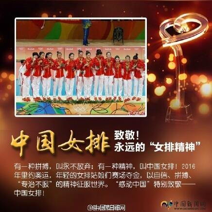 2017年感动中国人物事迹及颁奖词:中国女排