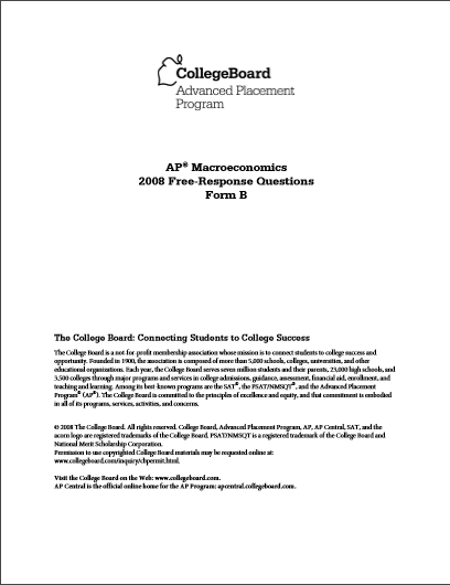 2008年AP宏观经济学FRQ-Form B真题下载(PDF版)