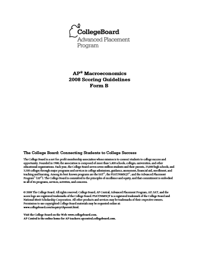 2008年AP宏观经济学SGS-Form B真题下载(PDF版)