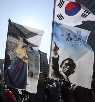 5.png 韩国总统朴槿惠支持者街头游行对抗反对者