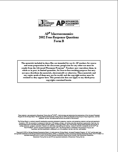 2002年AP宏观经济学 form B frq真题下载(PDF版)