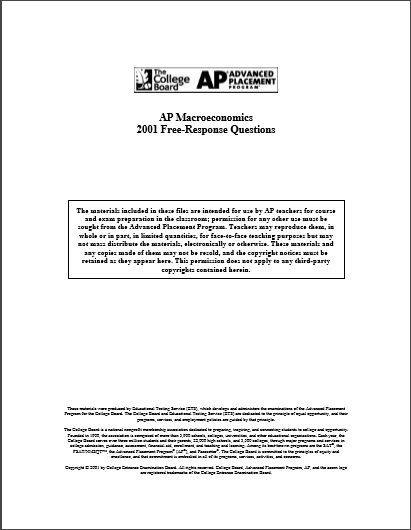 2001年AP宏观经济学frq真题下载(PDF版)