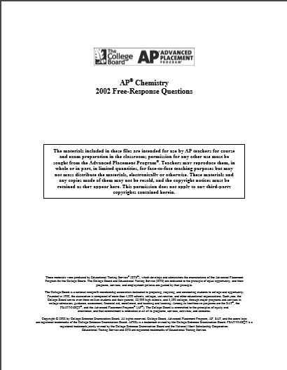 2002年AP化学frq真题下载(PDF版)
