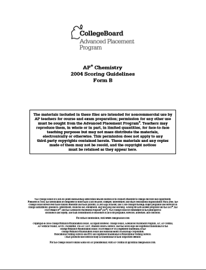 2004年AP化学 form B sg真题下载(PDF版)