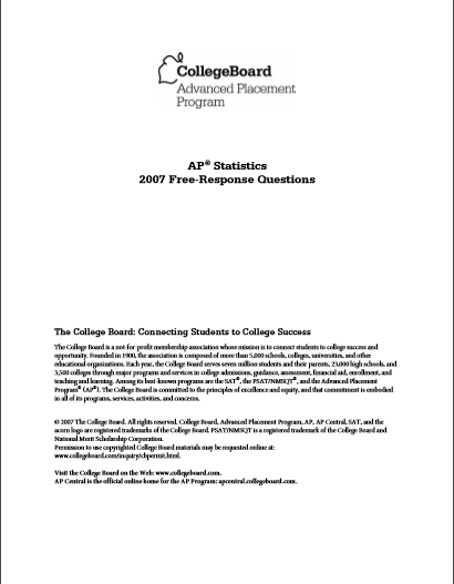 2007年AP统计学frq真题下载(PDF版)