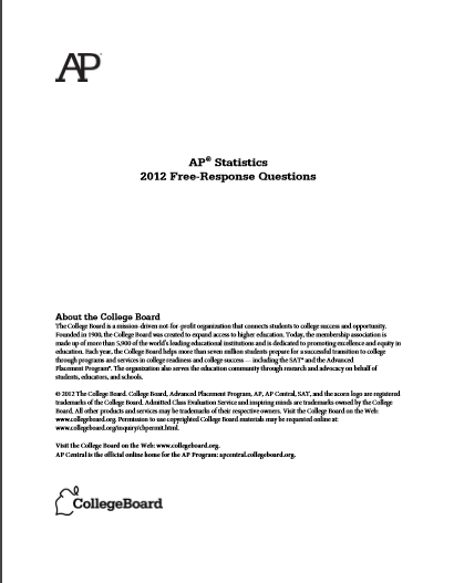 2012年AP统计学frq真题下载(PDF版)