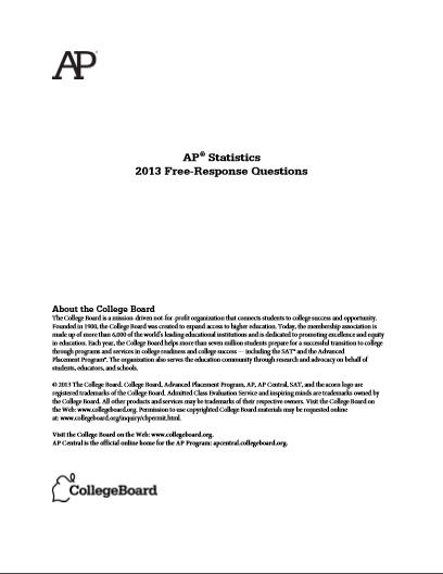 2013年AP统计学frq真题下载(PDF版)