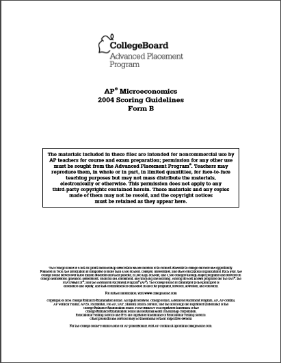 2004年AP微观经济学 form B sg真题下载(PDF版)