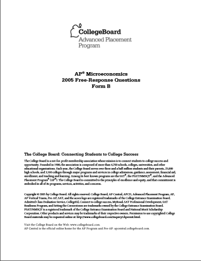 2005年AP微观经济学 form B frq真题下载(PDF版)