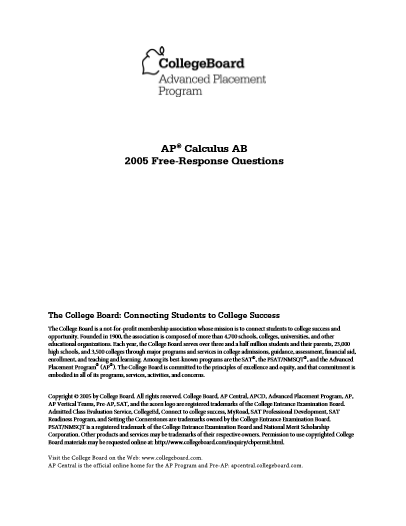 2005年AP微积分AB frq真题下载(PDF版)