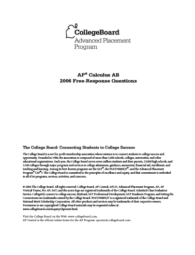 2006年AP微积分AB frq真题下载(PDF版)