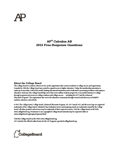 2012年AP微积分AB frq真题下载(PDF版)