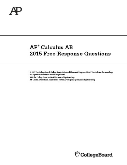 2015年AP微积分AB frq真题下载(PDF版)