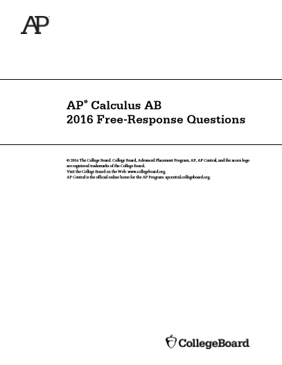 2016年AP微积分AB frq真题下载(PDF版)
