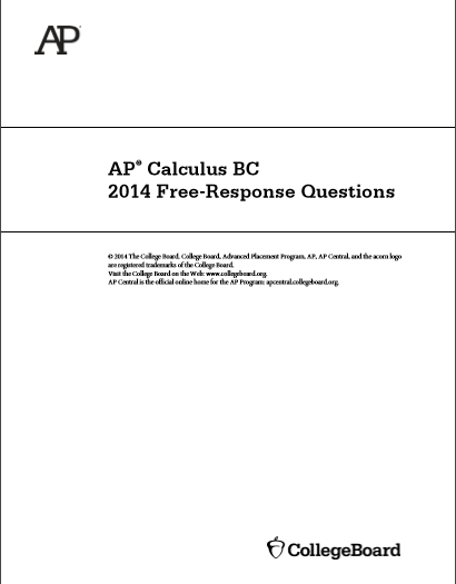 2014年AP微积分BC frq真题下载(PDF版)