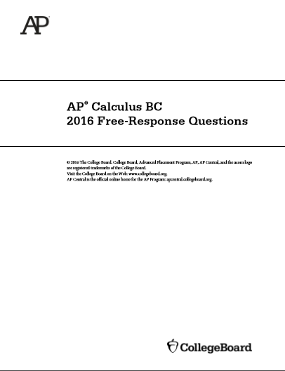 2016年AP微积分BC frq真题下载(PDF版)