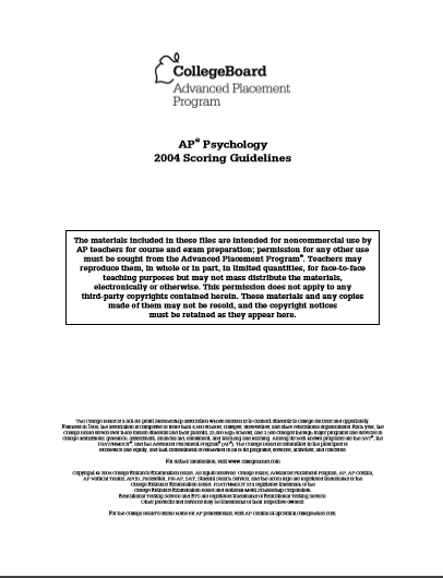 2004年AP心理学 sg真题下载(PDF版)
