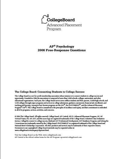 2006年AP心理学 frq真题下载(PDF版)