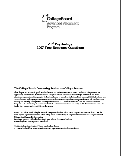 2007年AP心理学 frq真题下载(PDF版)
