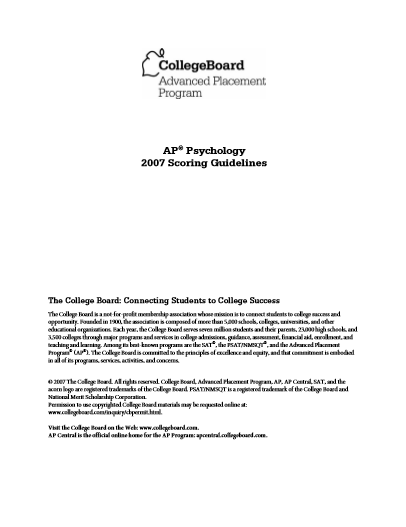 2007年AP心理学 sg真题下载(PDF版)
