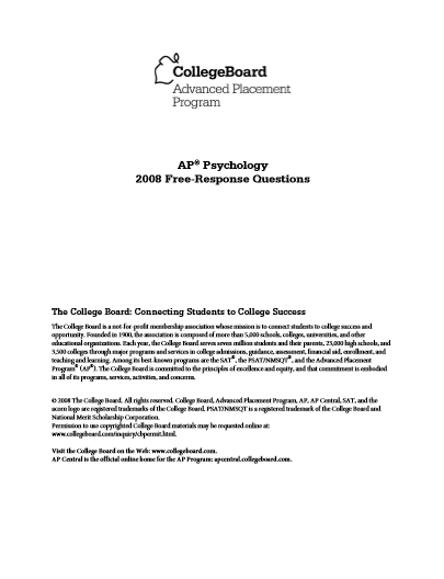2008年AP心理学 frq真题下载(PDF版)