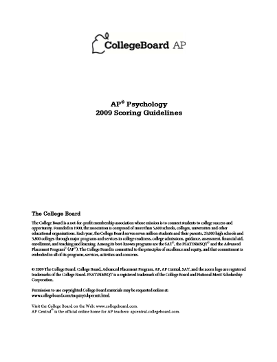 2009年AP心理学 sg真题下载(PDF版)