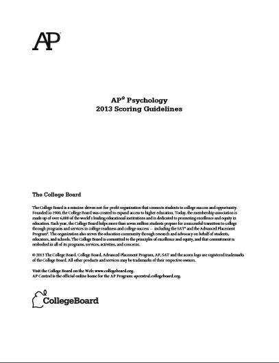 2013年AP心理学 sg真题下载(PDF版)
