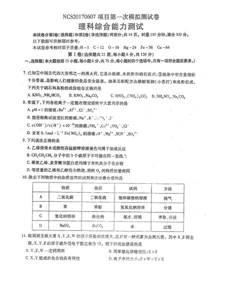 2017南昌一模化学试题及答案