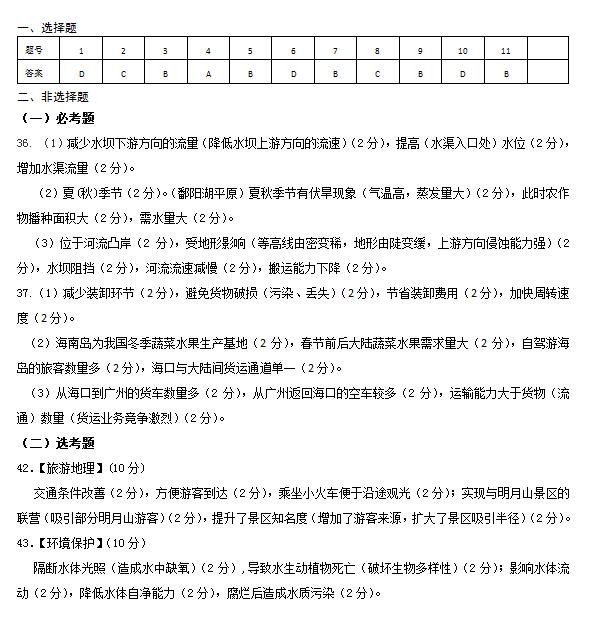 2017南昌一模地理试题及答案