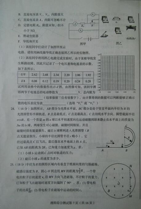 2017东北三省四市一模理综试题及答案