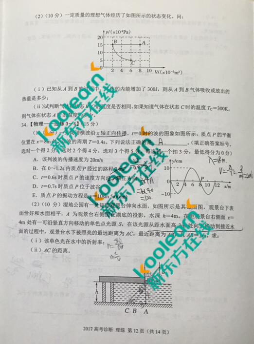 2017兰州一诊理综试题