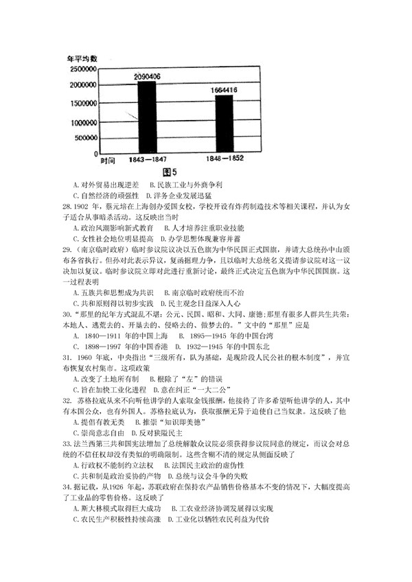 2017太原一模文综试题及答案