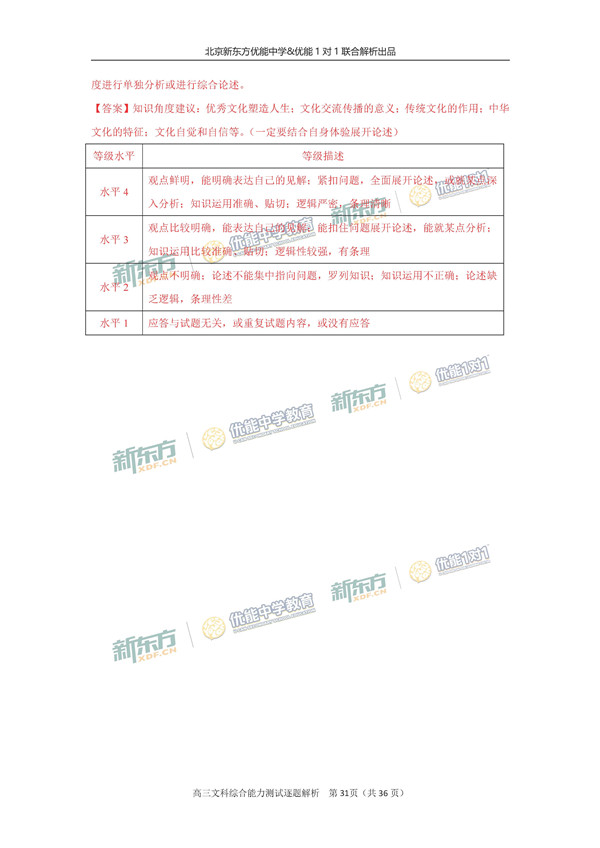 2017北京朝阳区高三一模文综试题答案解析