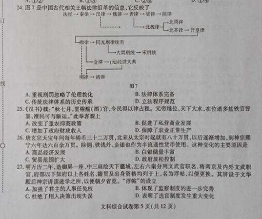 2017东北三省三校二模历史试题及答案