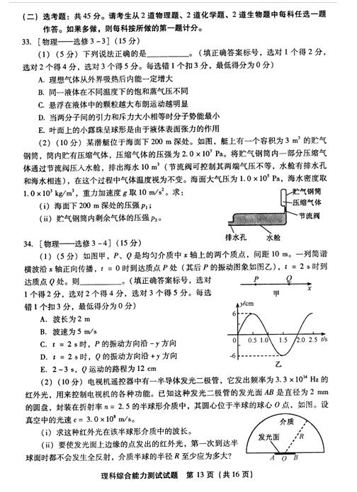 2017福建4月质检理综试题及答案 2017福建4月质检理综试题及答案