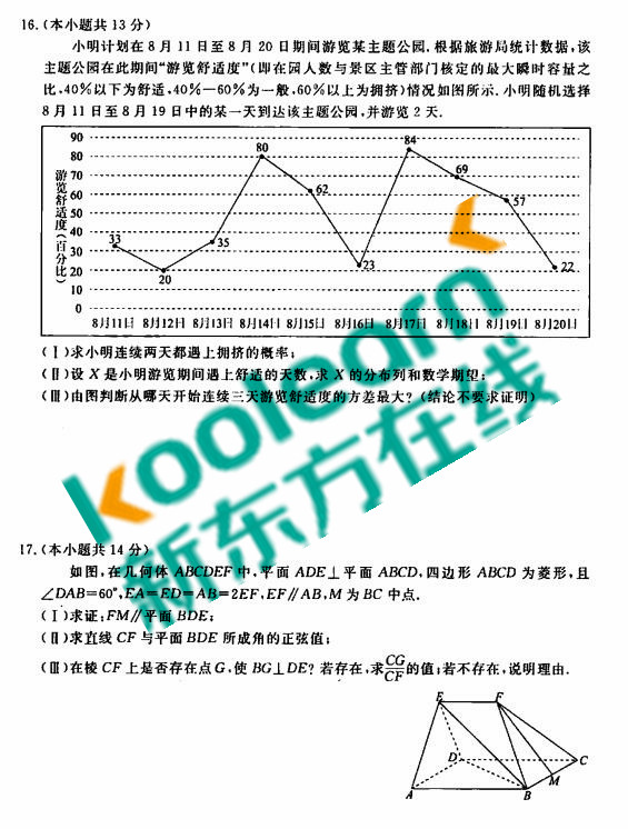 2017北京东城区高三二模理科数学试题及答案