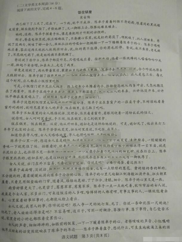 2017年华大新高考联盟高三5月质量测评语文试题及答案 2017年华大新高考联盟高三5月质量测评语文试题及答案