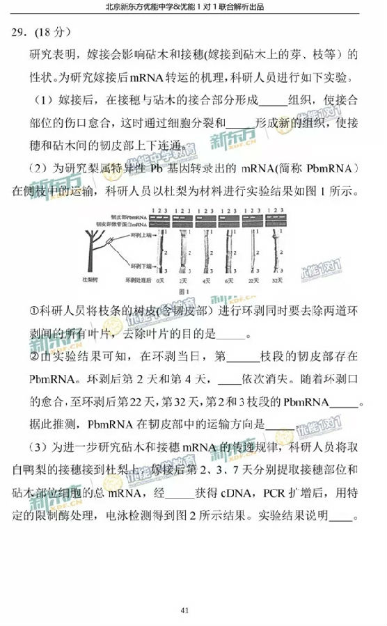 2017北京海淀区高三二模理综试题答案解析