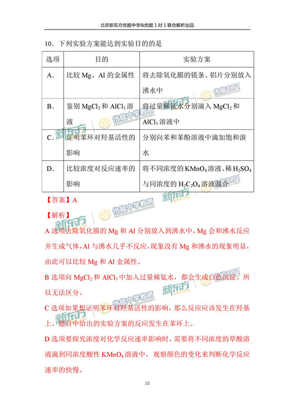 2017北京朝阳区高三二模理综试题答案解析