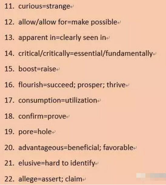 托福阅读词汇题同义配对(1)