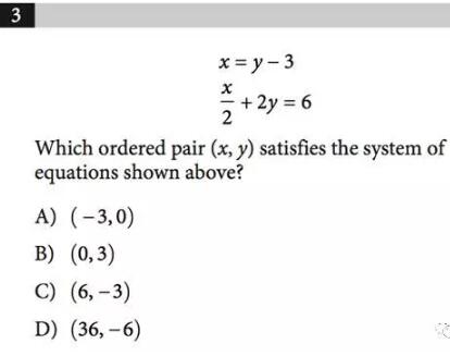 新SAT数学题目及答案:函数交点