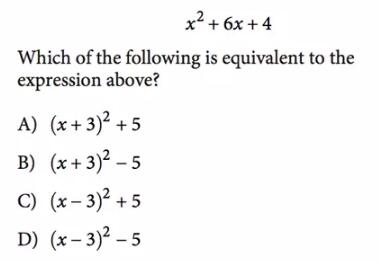 新SAT数学题目及答案:完全平方公式